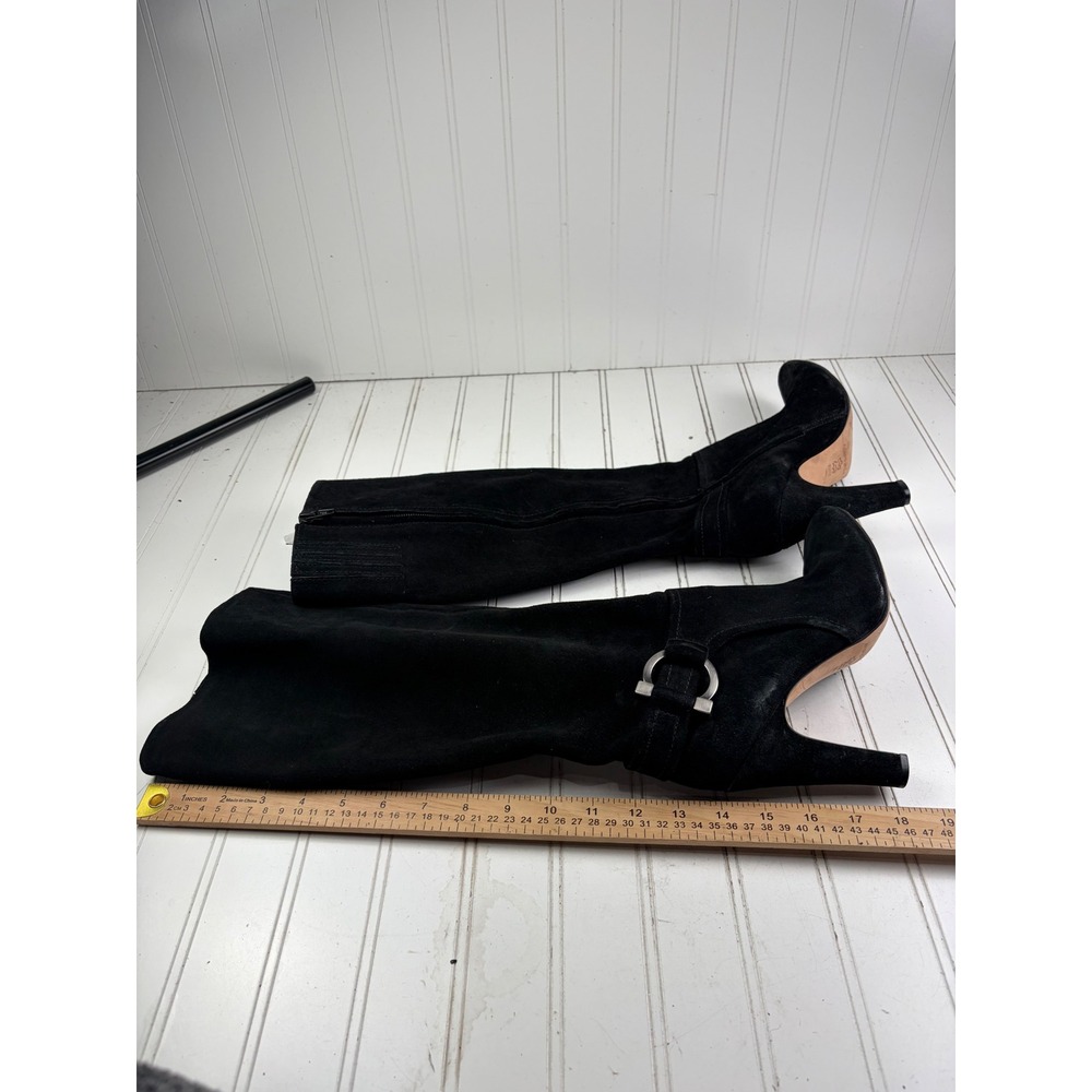 Antonio Melani Vintage Y2K Black Suede Knee High Stiletto Boots Women's Size 8.5 - Picture 7 of 12